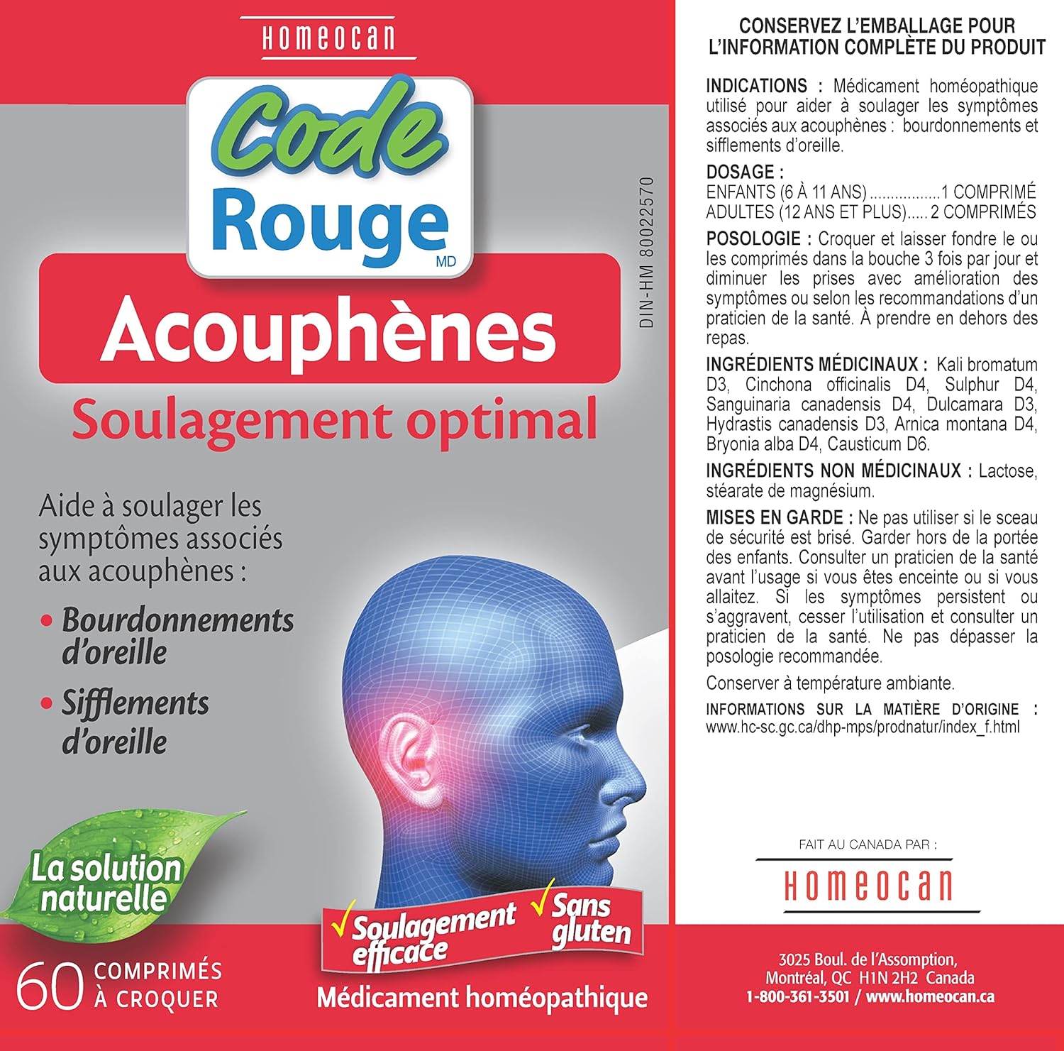 Real Relief - Tinnitus Optimum Relief | HOMÉOCAN | 60 Chewable Tablets