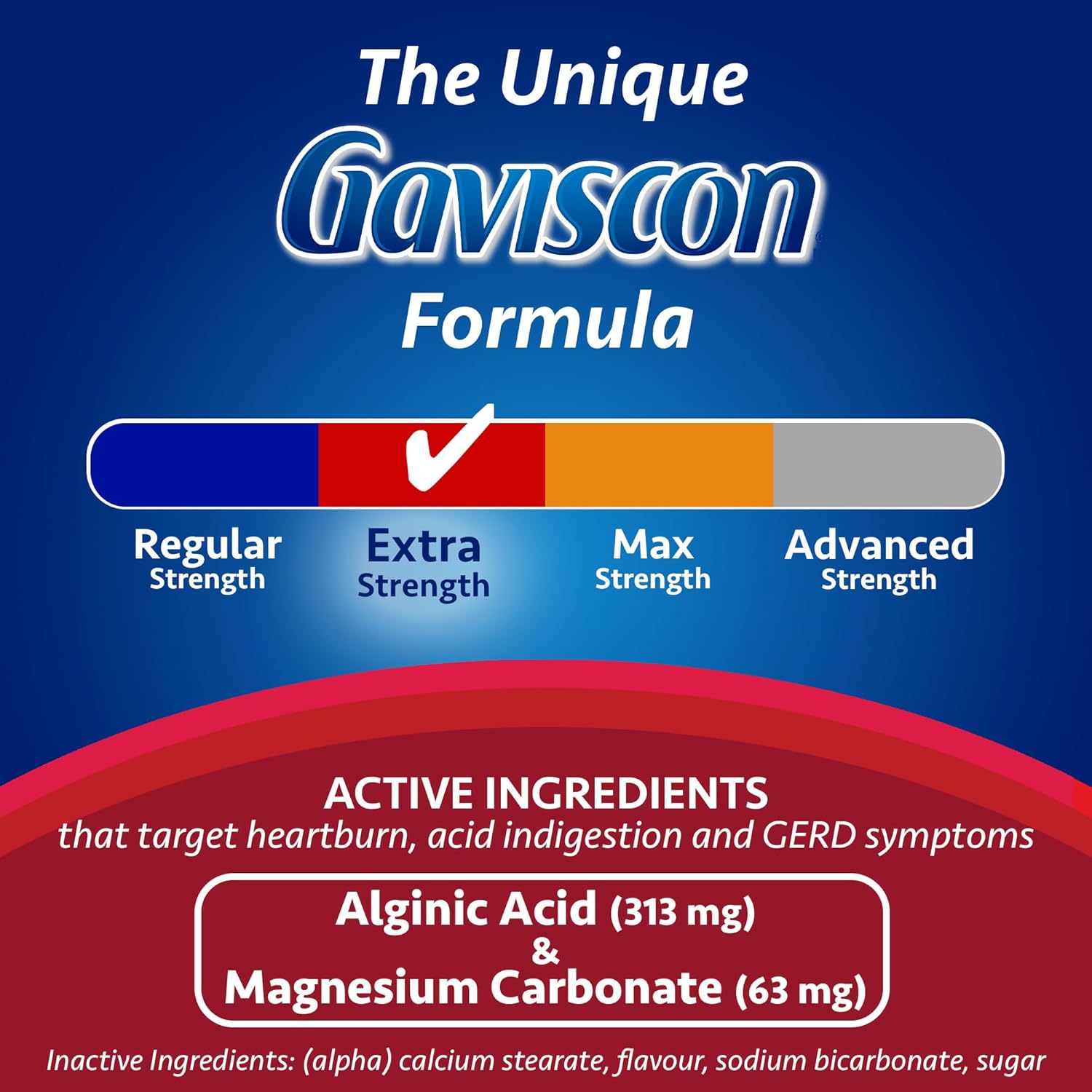 Chewable Foaming Antacid Tablets Extra Strength by Gaviscon® – Fast Heartburn & Acid Reflux Relief | Varous Sizes & Favours