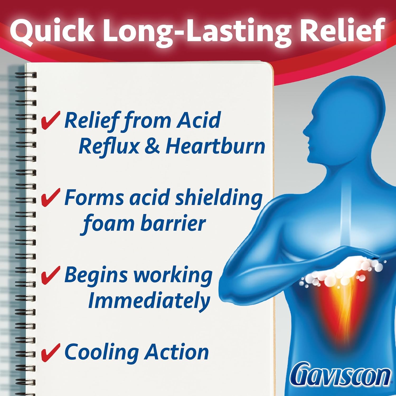 Chewable Foaming Antacid Tablets Extra Strength by Gaviscon® – Fast Heartburn & Acid Reflux Relief | Varous Sizes & Favours