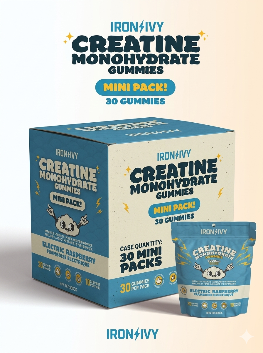 Creatine Monohydrate Gummies 1000 mg Electric Raspberry by Iron Ivy® – Strength, Recovery & Performance Support | 30 OR 120 Gummies