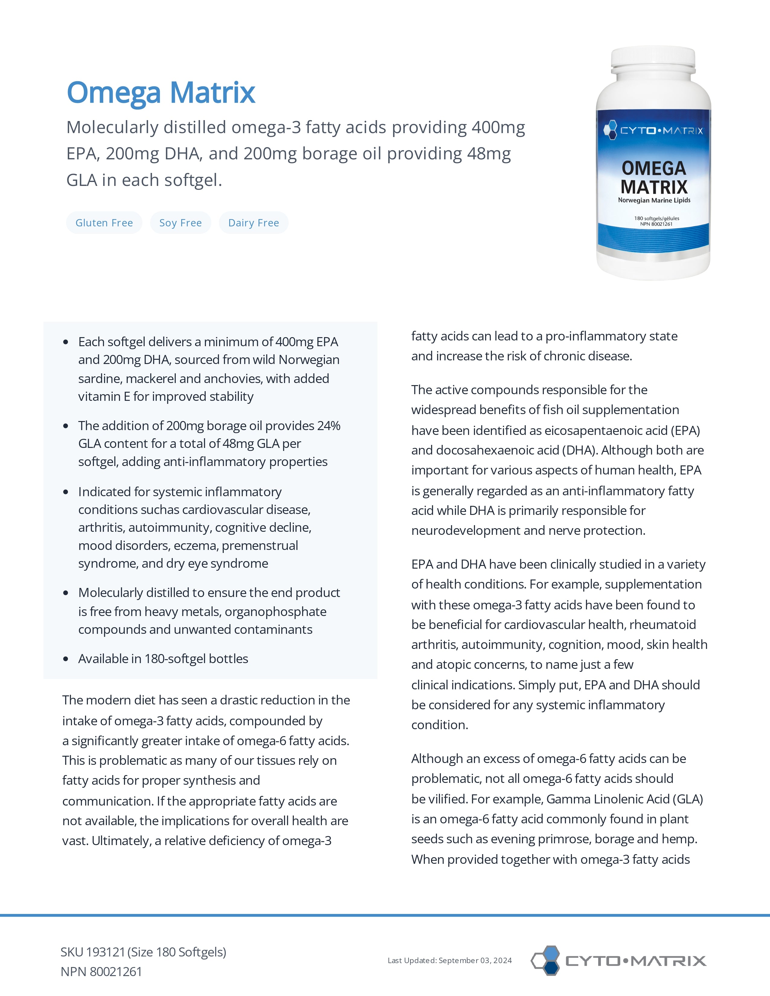 Omega Matrix | Cytomatrix® | 180 Softgels