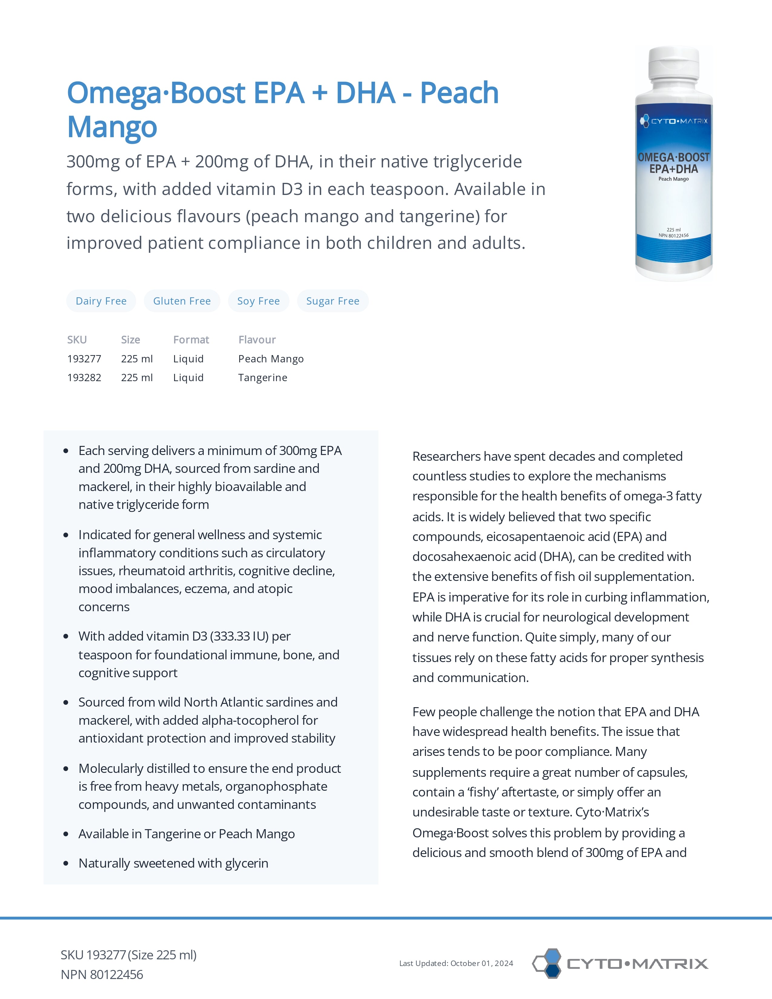 Omega-Boost EPA + DHA by CytoMatrix® – High-Potency Liquid Omega-3 with Vitamin D3 | 225 mL