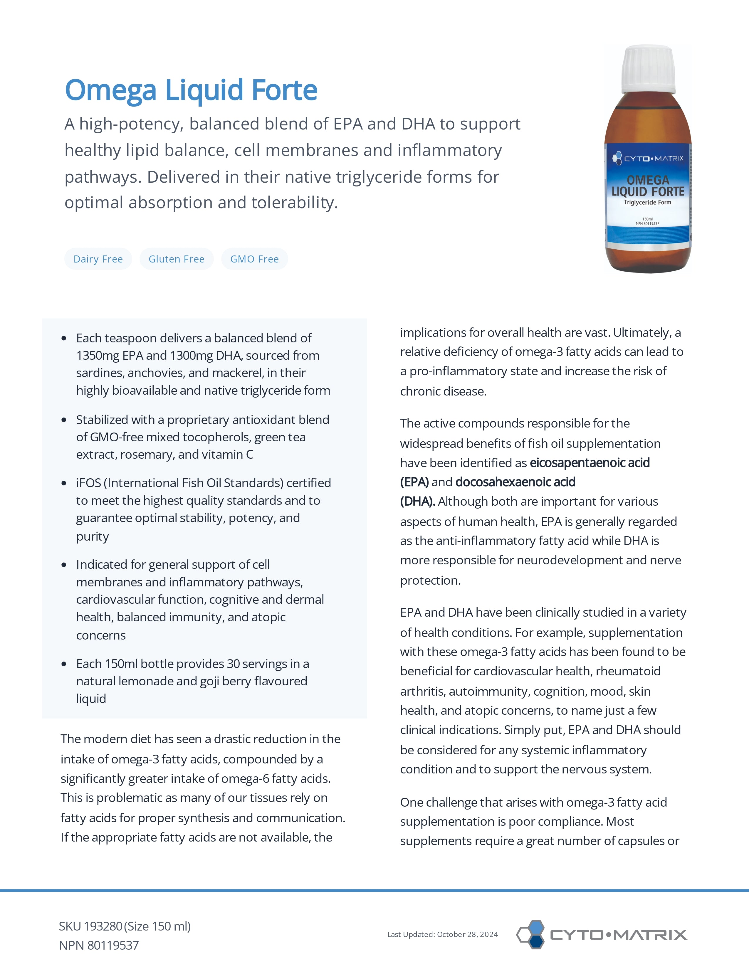 Omega Liquid Forte | Cytomatrix® | 150 mL