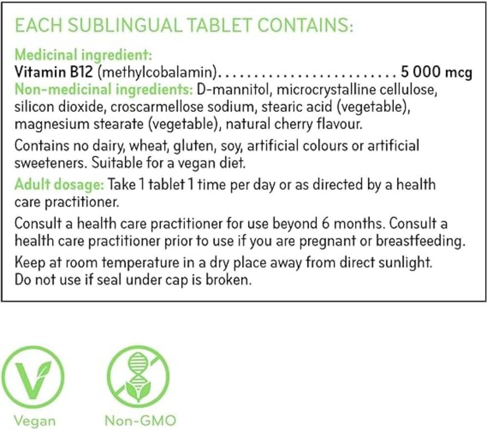 B12 5000 mcg methylcobalamin|Sisu|sublingual, Cherry 60 T