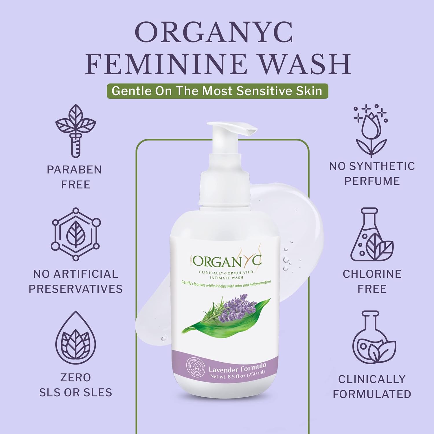 Feminine Hygiene Wash Lavender | Organyc® | 250 mL