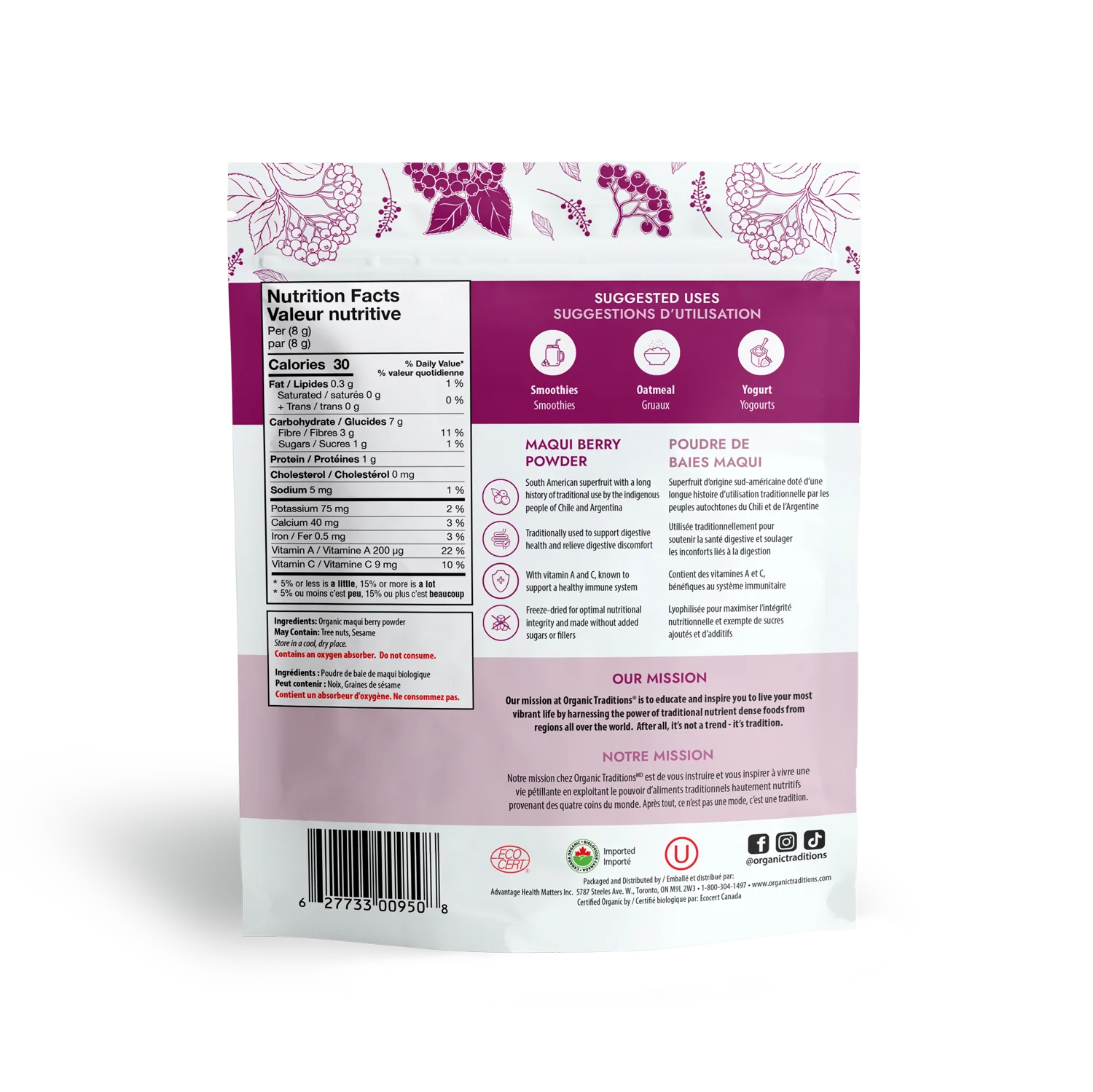 Freeze Dried Maqui Berry Powder | Organic Traditions® | 100 g