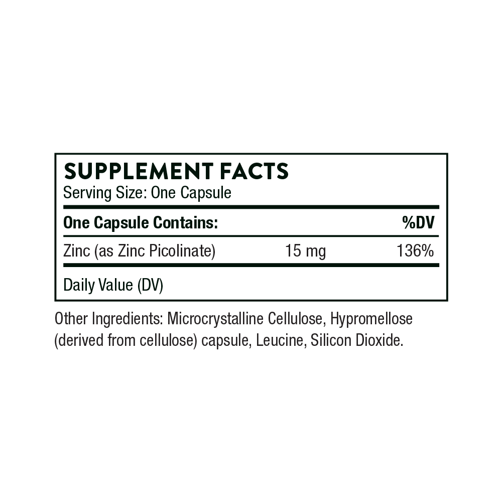 Zinc Picolinate 15 mg | Thorne® | 60 Capsules
