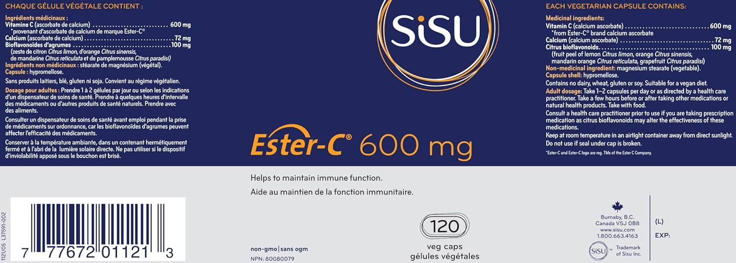 Ester-C 600mg | Sisu | 120 caps