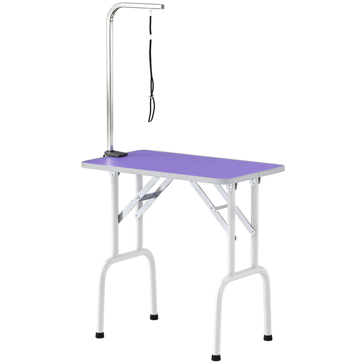 Foldable Pet Grooming Table for Dogs Cats with Adjustable Arm, Non-slip Surface, Black