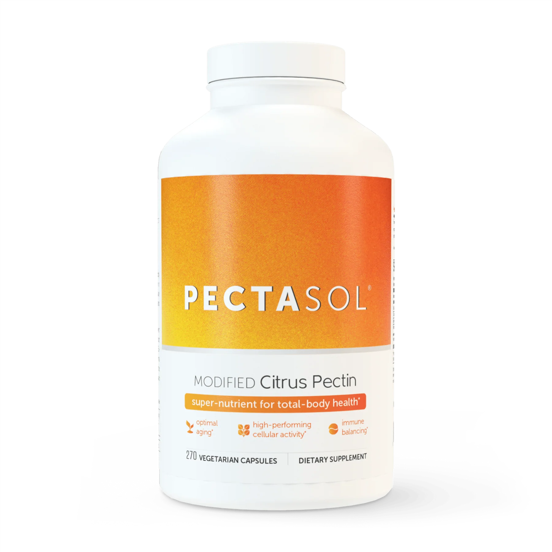PectaSol® Capsules by ecoNugenics – Modified Citrus Pectin for Cellular & Immune Health | 90 or 270 Vegetarian Capsules