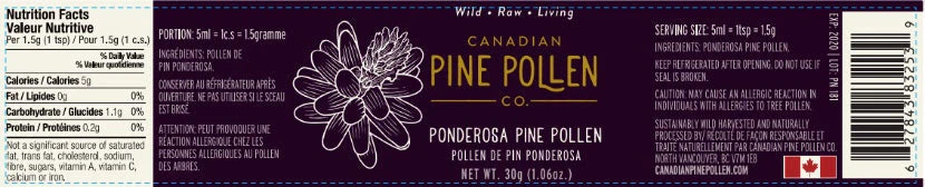 Wild Ponderosa Pine Pollen Powder | Canadian Pine Pollen | 30g (1 oz) OR 70g (2.9 oz)