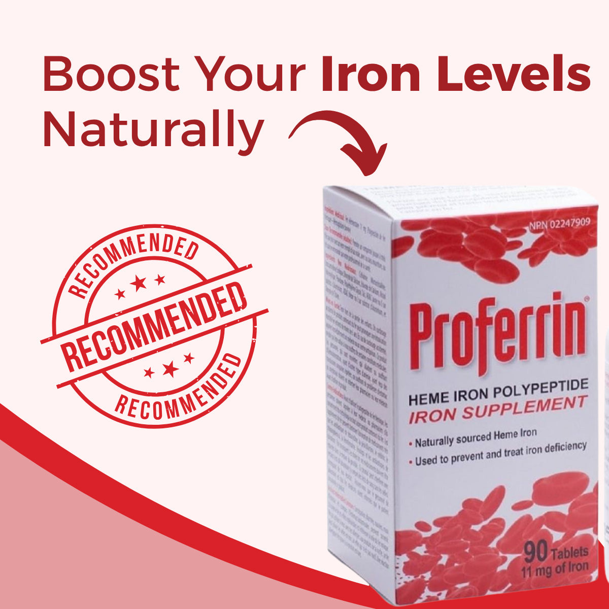Heme Iron 11mg | Proferrin® | 30 or 90 Tablets