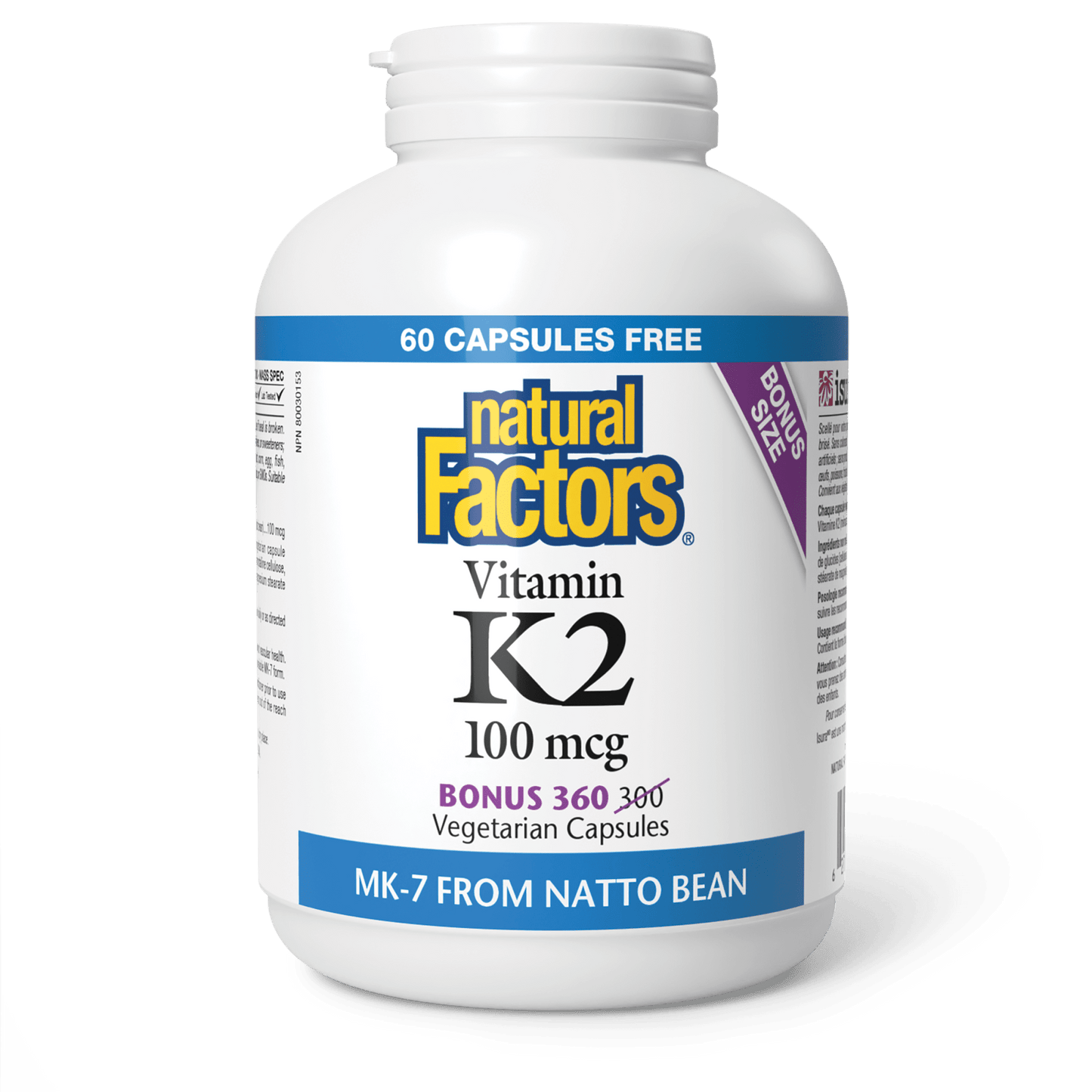 Vitamin K2 100 mcg | Natural Factors® | Vegetarian Capsules