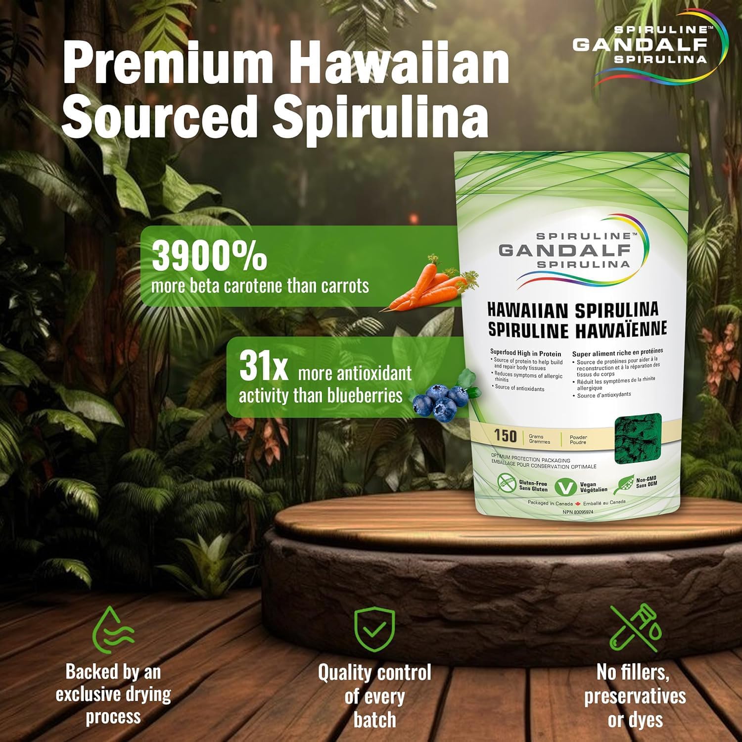 Spirulina Powder |Gandalf Hawaiian |150g 30-Servings