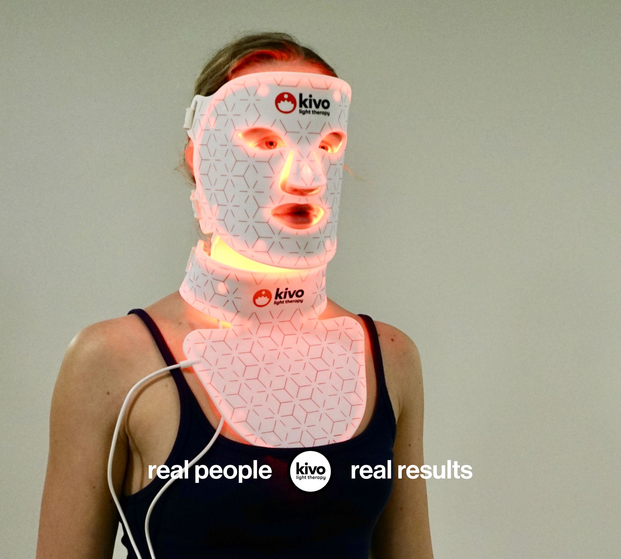 Kivo Elite Face + Neck + Chest: Red + Near Infrared + Blue + Yellow Light Therapy Mask