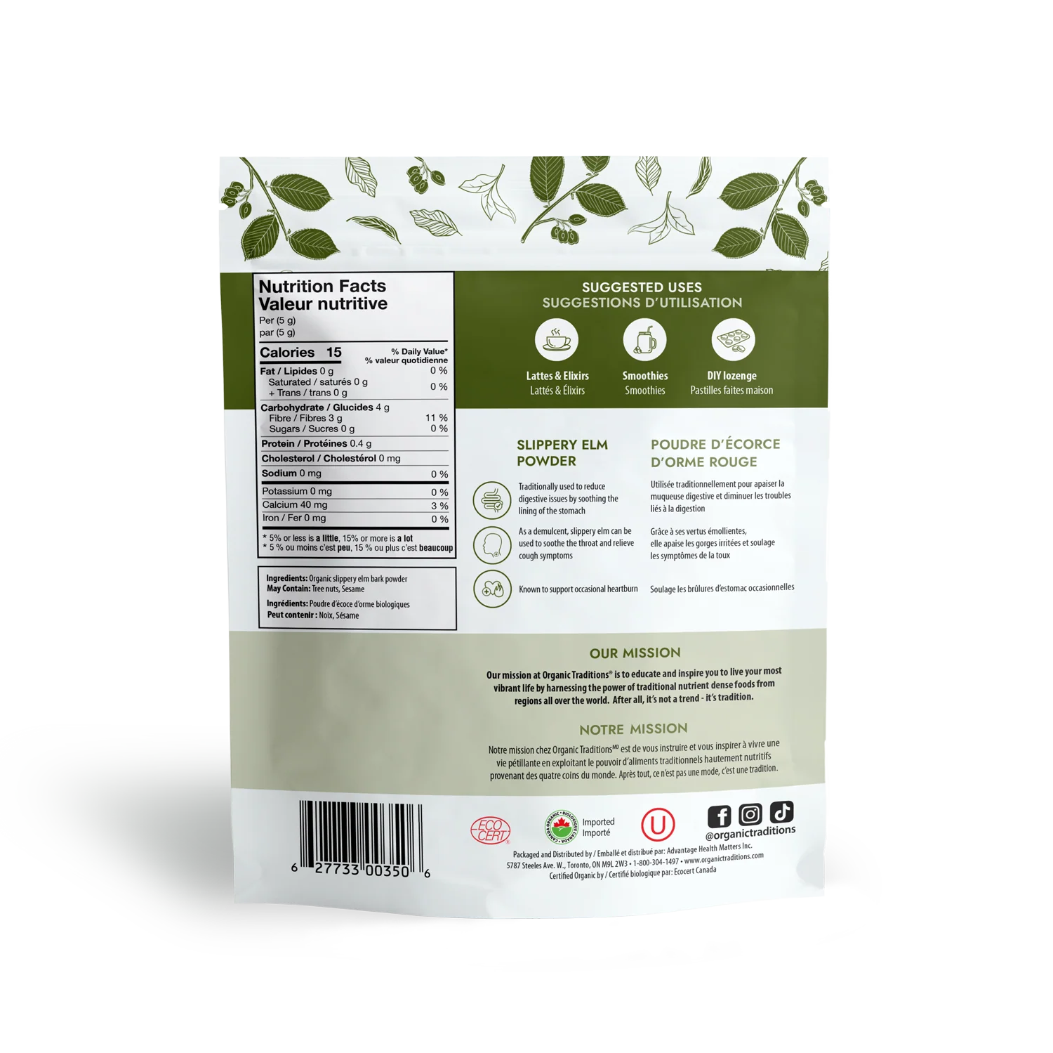 Slippery Elm Bark Powder |Organic Traditions® | 200g