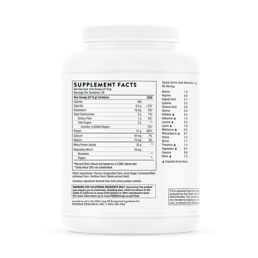 Whey Protein Isolate | Thorne® | 31.9 or 29.5 oz