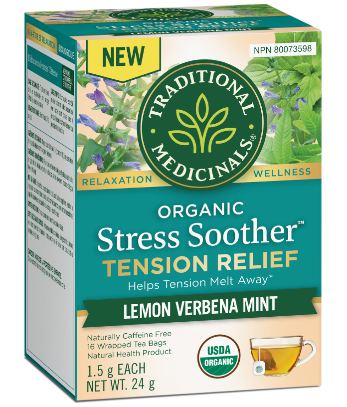 Organic Stress Soother™ by Traditional Medicinals® – Tension Relief Lemon Verbena Mint Tea | 16 Tea Bags