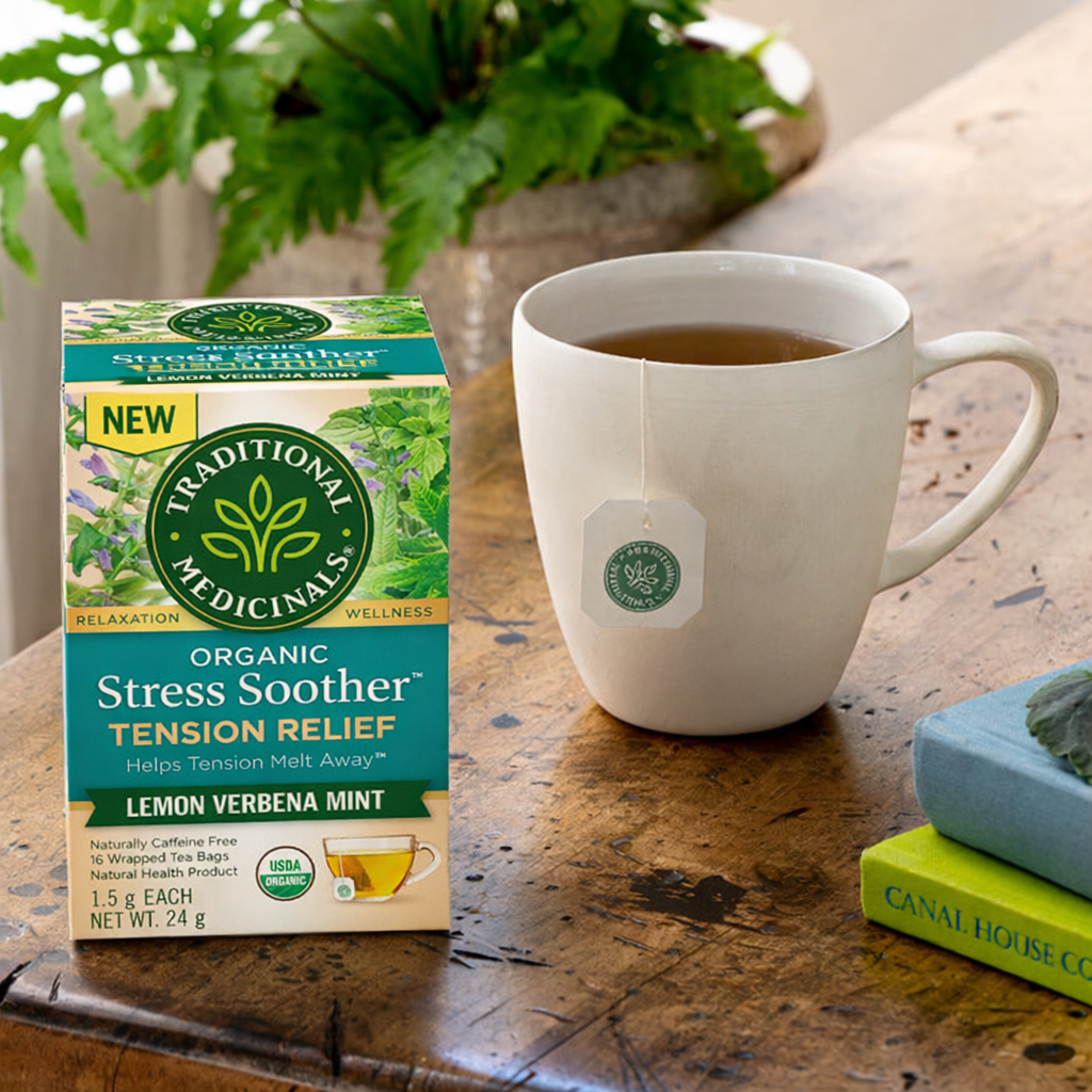 Organic Stress Soother™ by Traditional Medicinals® – Tension Relief Lemon Verbena Mint Tea | 16 Tea Bags
