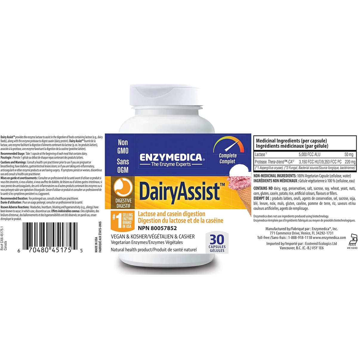 Dairy Assist | Enzymedica |30 Capsules