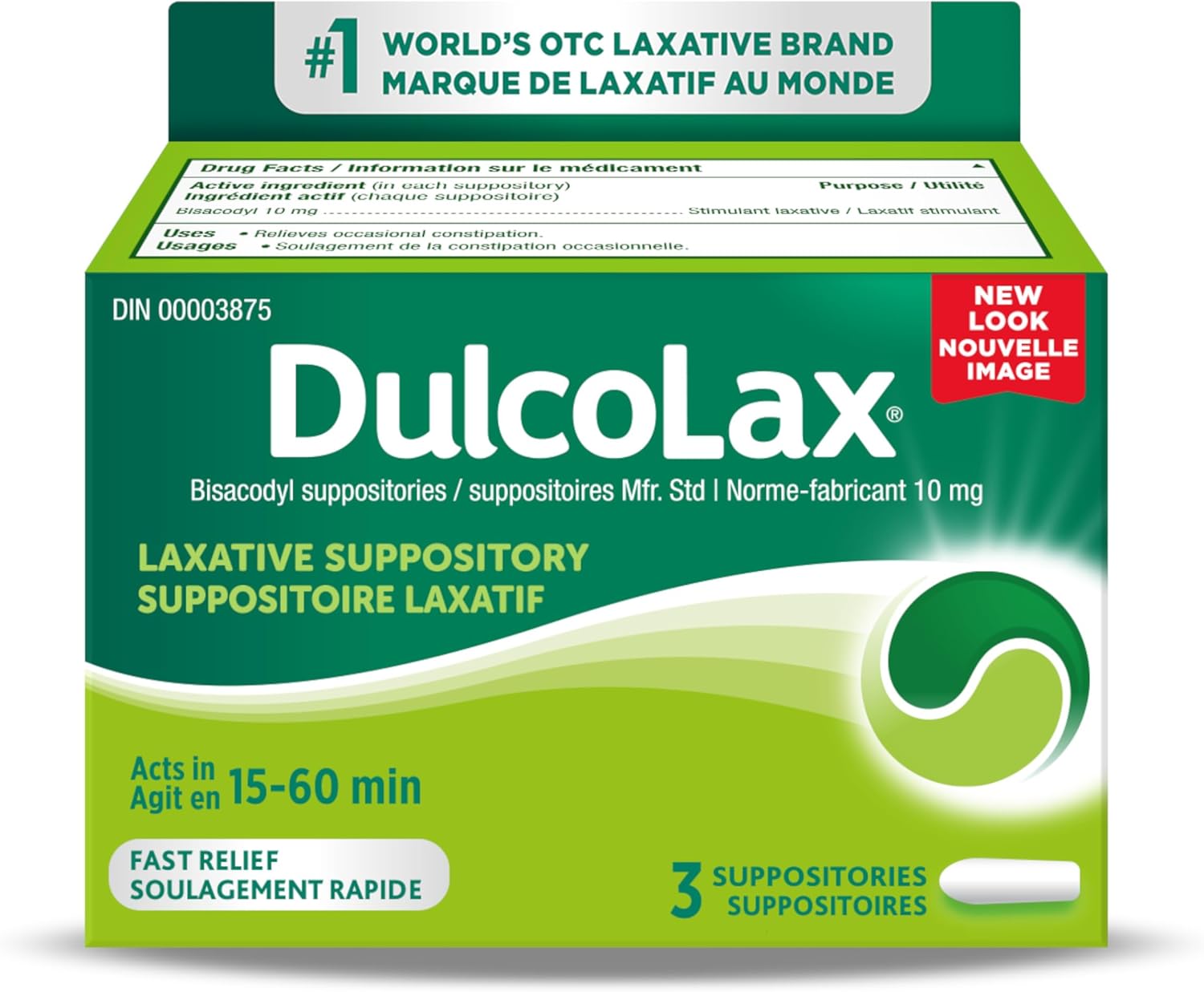 Bisacodyl Laxative Suppositories 10mg | Dulcolax | 3 Count