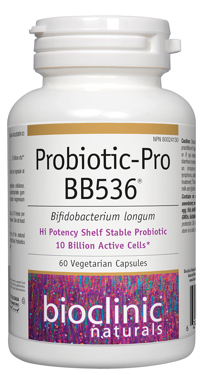 Probiotic-Pro BB536® by Bioclinic® Naturals – 10 Billion CFU Bifidobacterium longum | 60 Vegetarian Capsules
