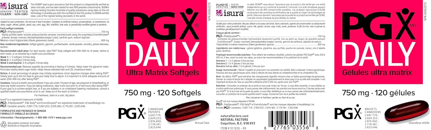 PGX Daily Ultra Matrix 750 mg|Natural Factors|120 Softgels