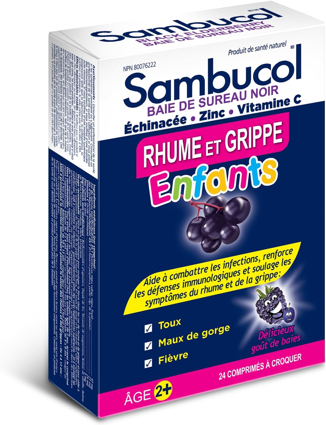 Black Elderberry Cold & Flu Kids |Sambucol|24 Chewable Tablets