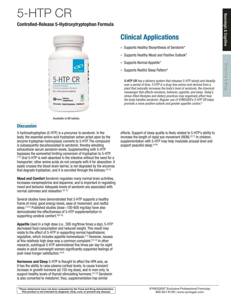 5-HTP CR | Xymogen® | 60 Tablets - Coal Harbour Pharmacy