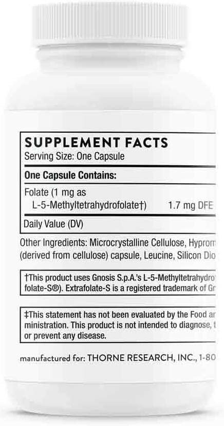 5-MTHF 1 mg | Thorne® | 60 Capsules - Coal Harbour Pharmacy