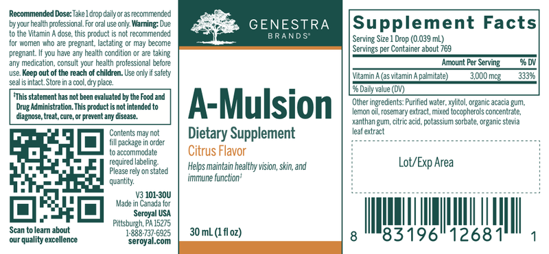 A-Mulsion Liquid | Genestra Brands® | 30 mL - Coal Harbour Pharmacy