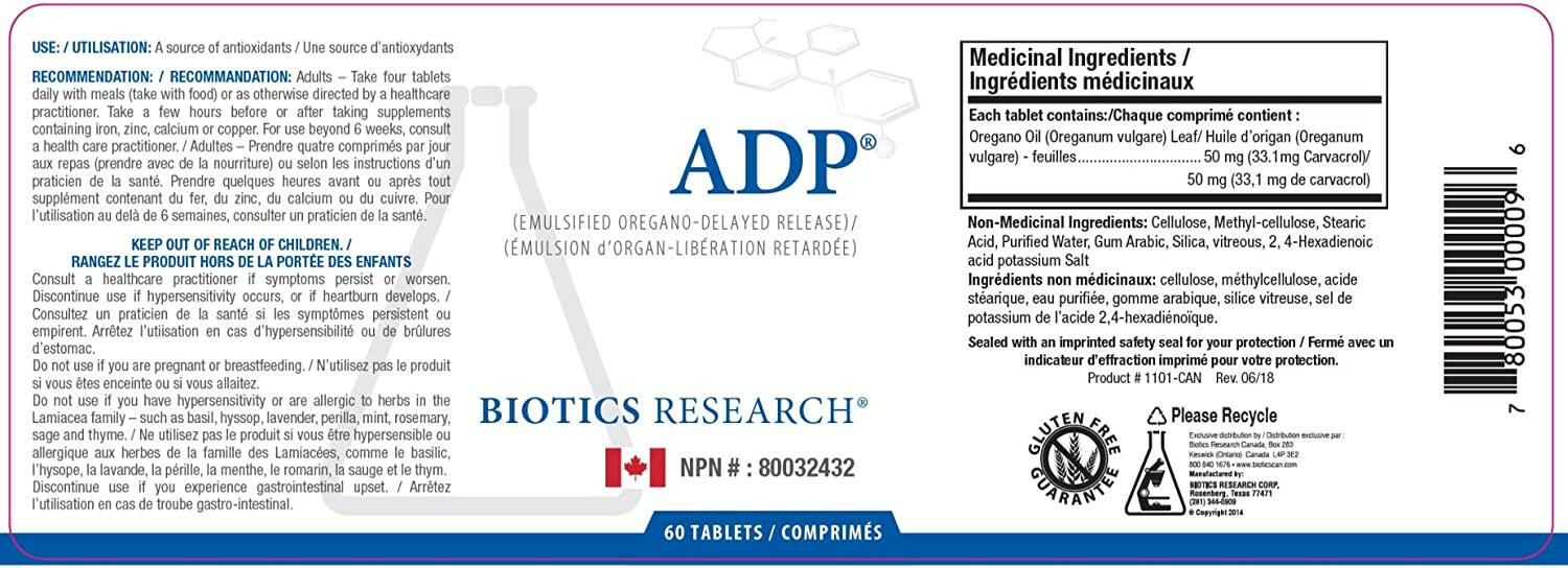 A.D.P. | Biotics Research® | 60 or 120 Tablets - Coal Harbour Pharmacy