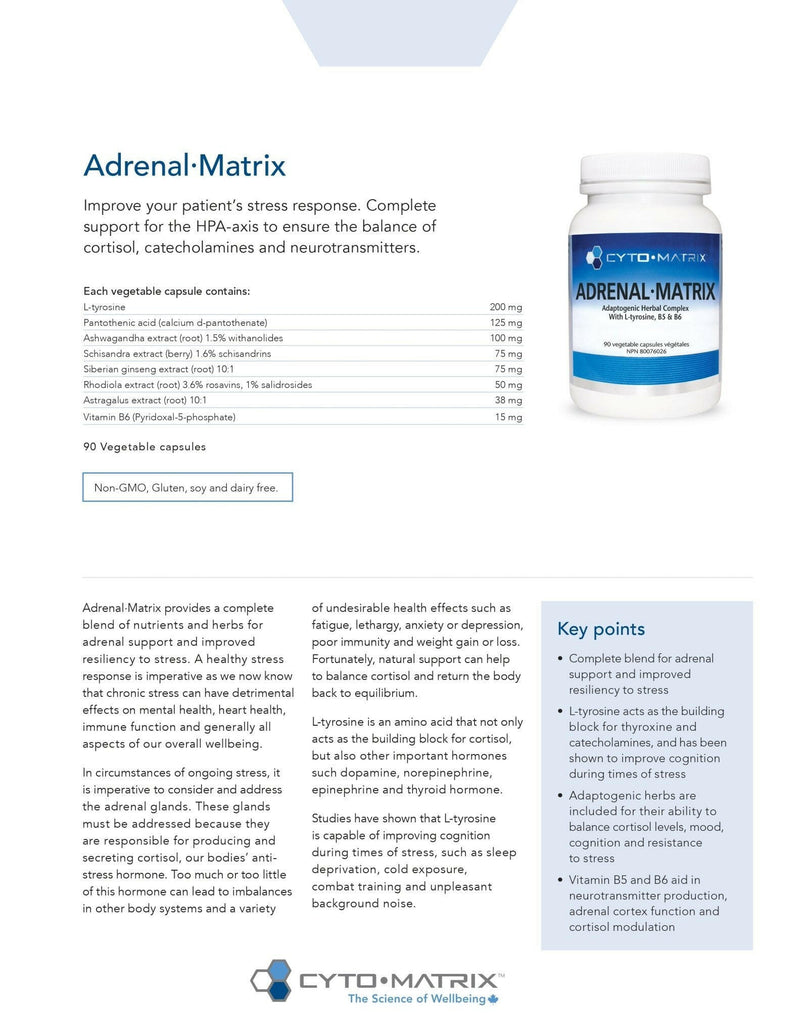 Adrenal Matrix | Cytomatrix® | 90 Vegetable Capsules - Coal Harbour Pharmacy