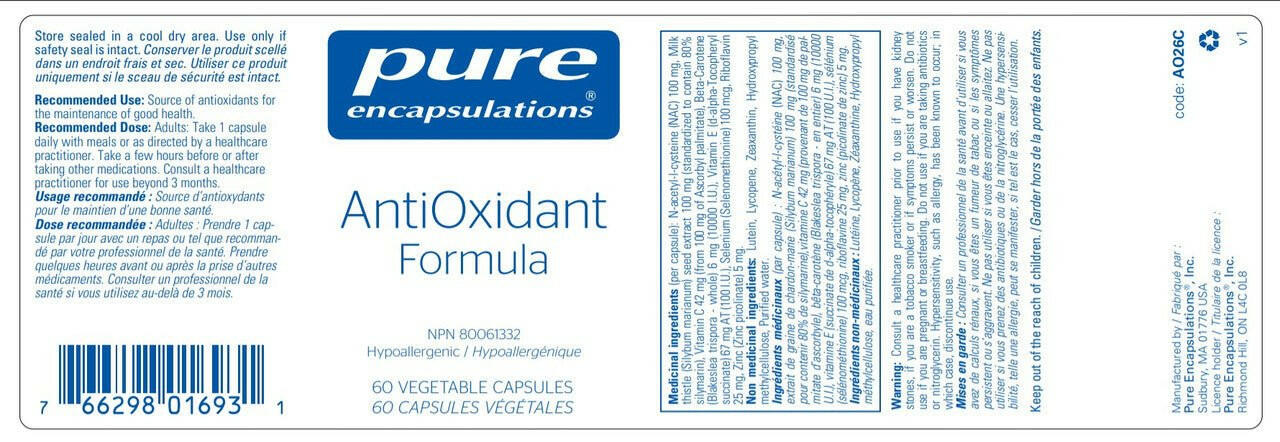 AntiOxidant Formula | Pure Encapsulations® | 60 Capsules - Coal Harbour Pharmacy