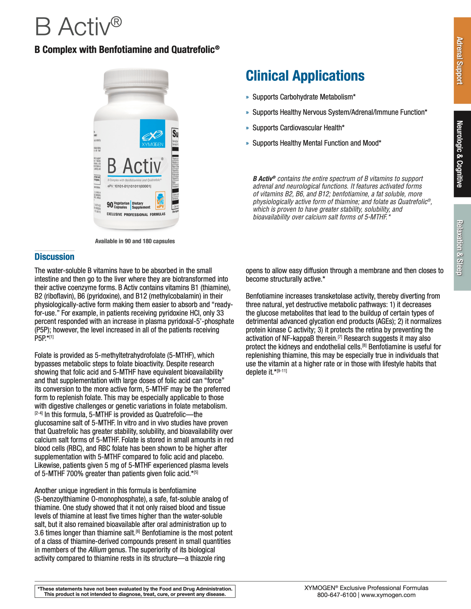 B Activ® | Xymogen® | 90 Capsules - Coal Harbour Pharmacy