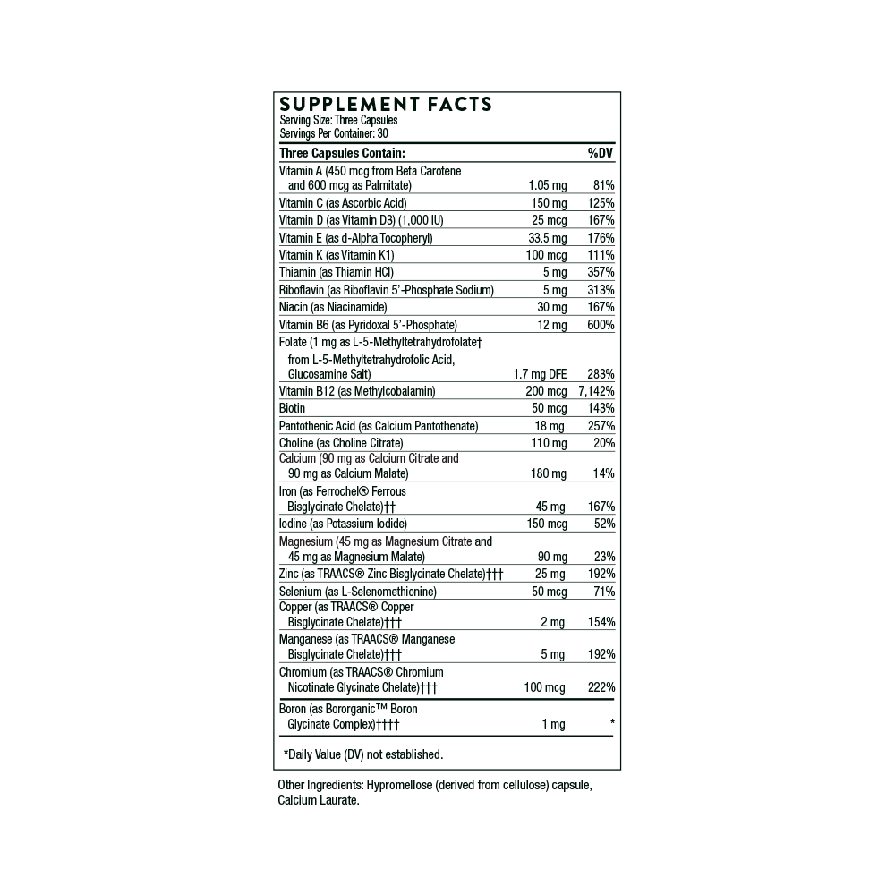 Basic Prenatal Supplement | Thorne® | 90 Capsules - Coal Harbour Pharmacy