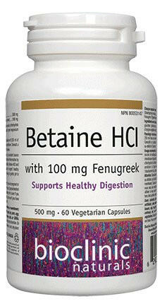 Betaine HCI | Bioclinic® Naturals| 60 Vegetarian Capsules - Coal Harbour Pharmacy