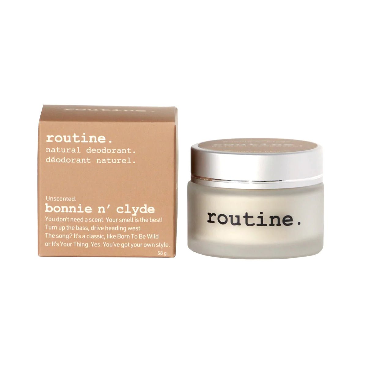 Bonnie n' Clyde (Unscented) Deodorant | routine. | 5G Mini & 58G Jar & 50G Stick - Coal Harbour Pharmacy