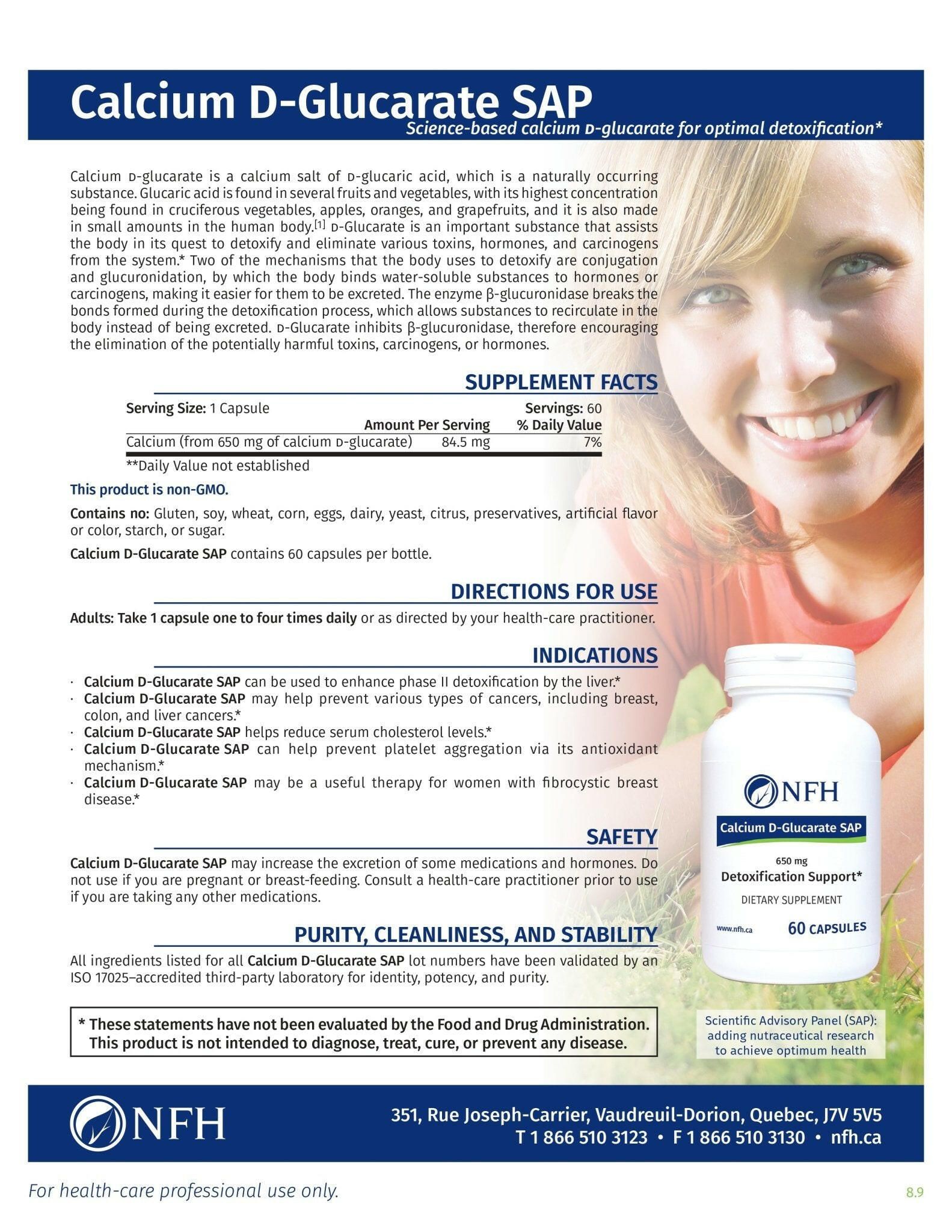 Calcium D-Glucarate SAP | NFH | 60 Capsules - Coal Harbour Pharmacy