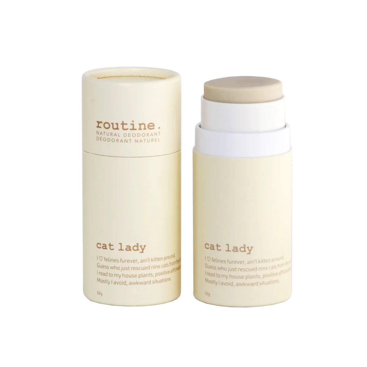 Cat Lady (Vegan: No Beeswax) Deodorant | routine. | 5G Mini & 58G Jar & 50G Stick - Coal Harbour Pharmacy