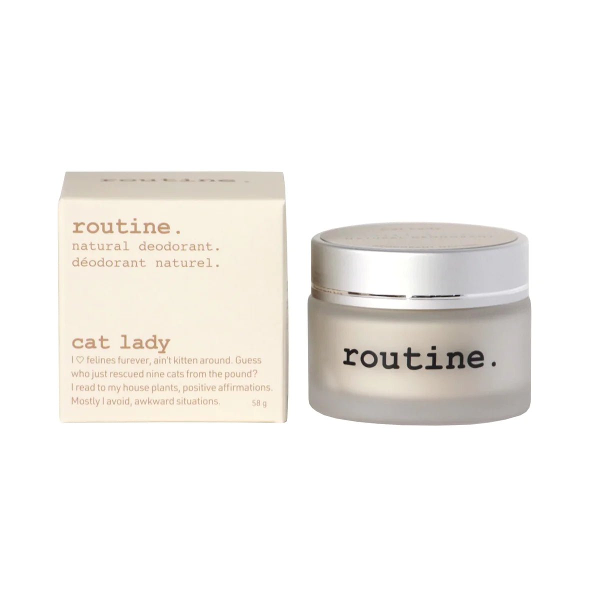 Cat Lady (Vegan: No Beeswax) Deodorant | routine. | 5G Mini & 58G Jar & 50G Stick - Coal Harbour Pharmacy