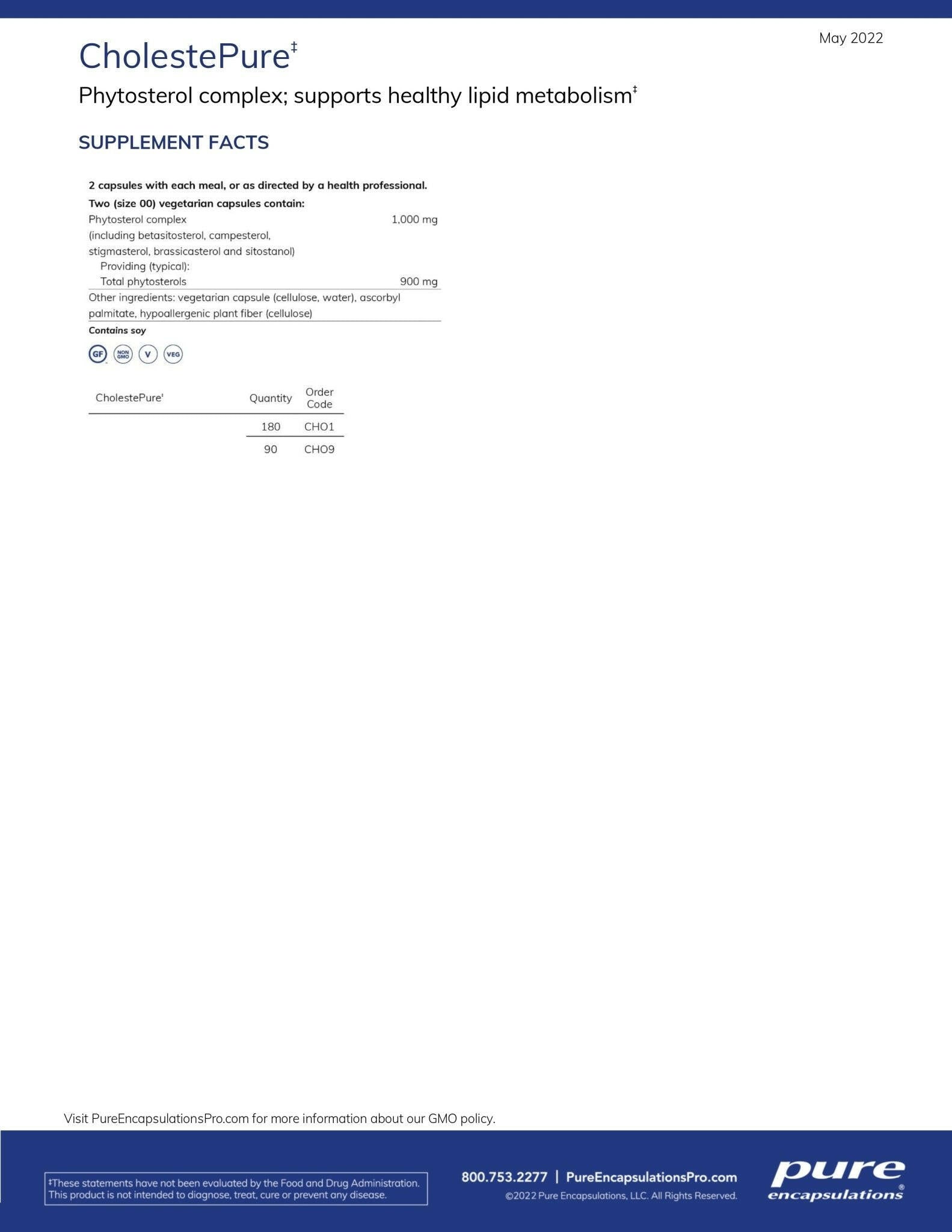 CholestePure | Pure Encapsulations® | 180 Capsules - Coal Harbour Pharmacy
