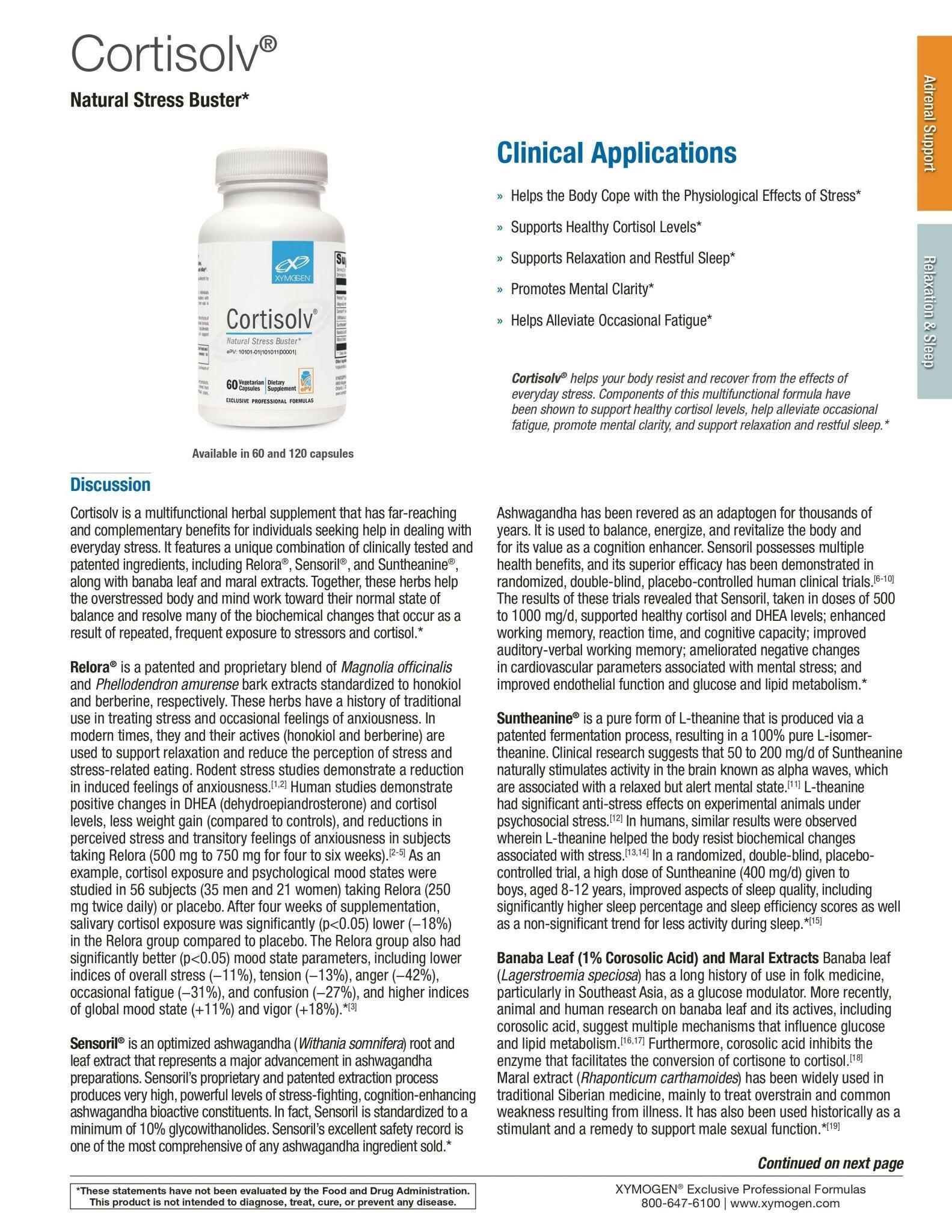 Cortisolv® | Xymogen® | 60 Capsules - Coal Harbour Pharmacy