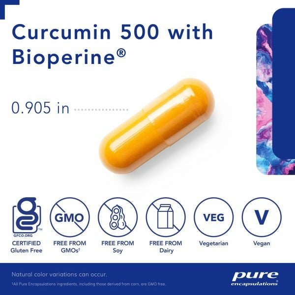 Curcumin 500 with Bioperine® | Pure Encapsulations® | 60 Capsules - Coal Harbour Pharmacy