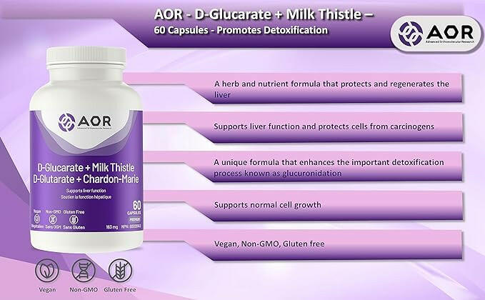 D-Glucarate + Milk Thistle | AOR™ | 60 Capsules - Coal Harbour Pharmacy