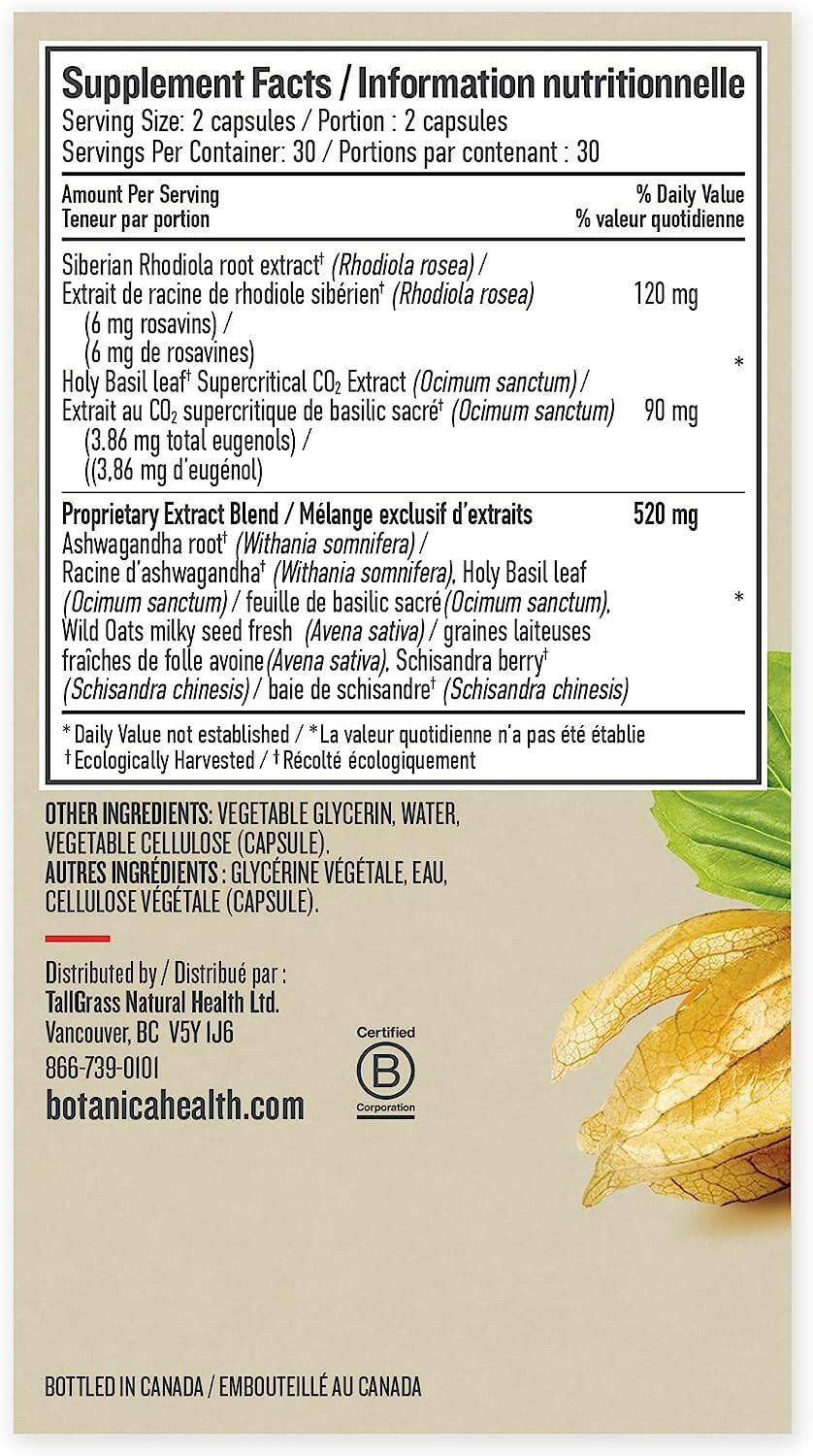 Daily Adrenal Support Liquid | Botanica | 60 Capsules - Coal Harbour Pharmacy
