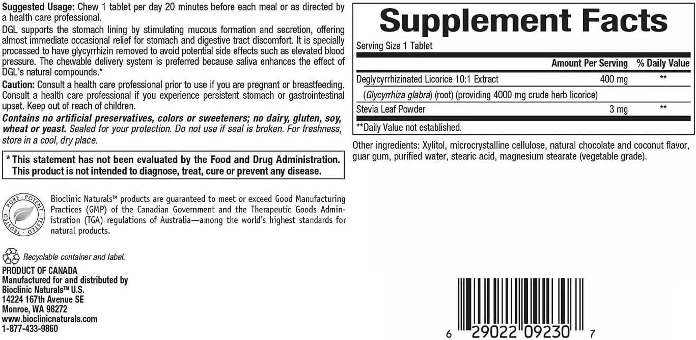 DGL | Bioclinic® Naturals | 180 Chewable Tablets - Coal Harbour Pharmacy