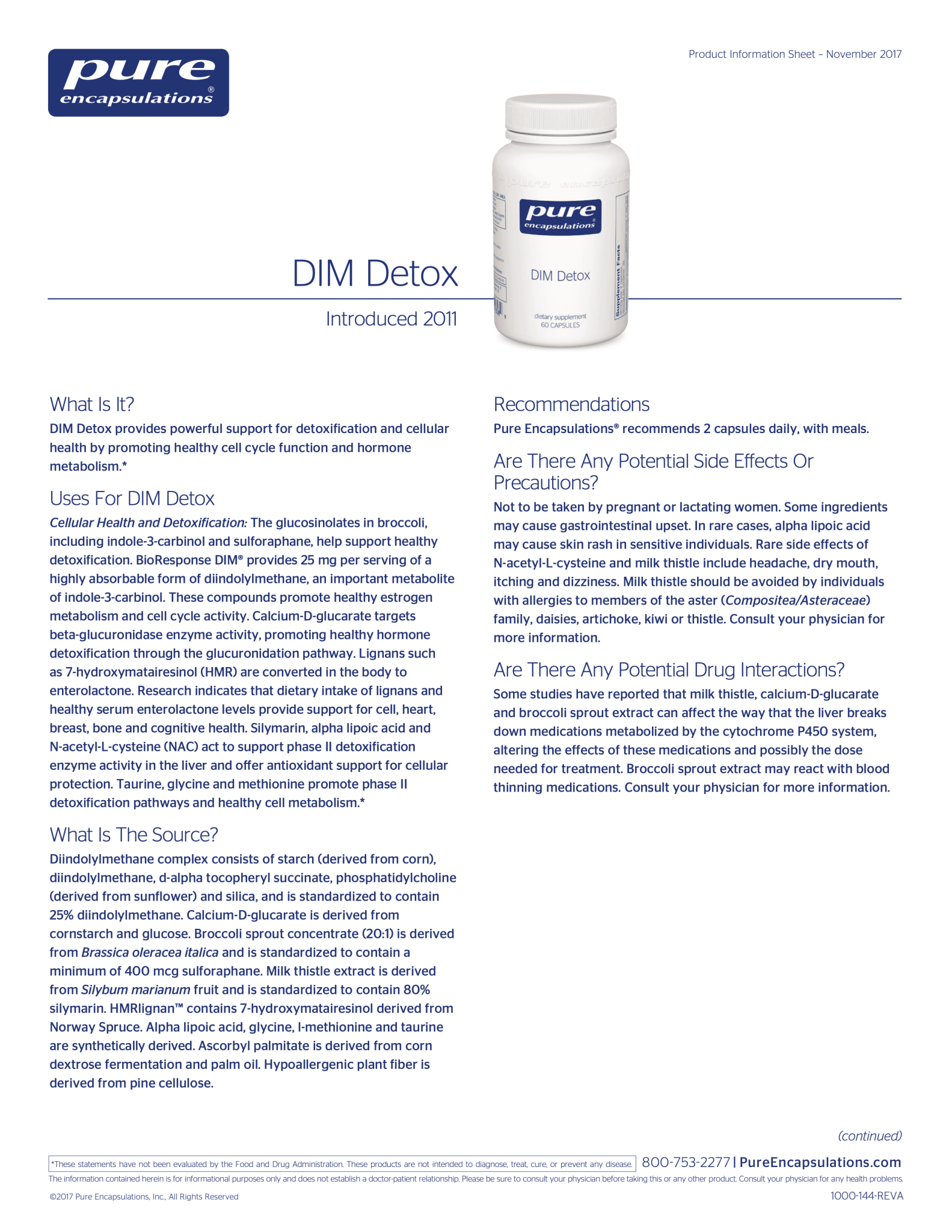 DIM & Detox | Pure Encapsulations® | 60 Vegetable Capsules - Coal Harbour Pharmacy