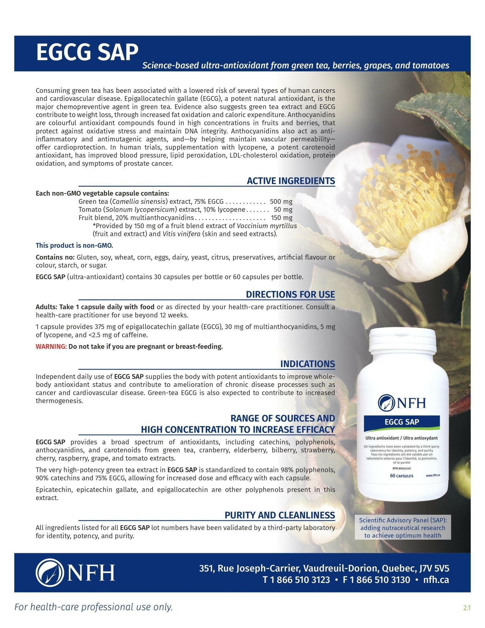 EGCG SAP | NFH | 30 or 60 Capsules - Coal Harbour Pharmacy