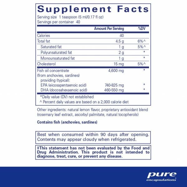 EPA/DHA Liquid | Pure Encapsulations® | 200 mL - Coal Harbour Pharmacy